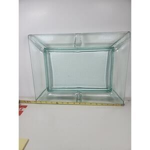 Glass rectangular ashtray-6 channel Blue/green mid century modern 16.25x12.5